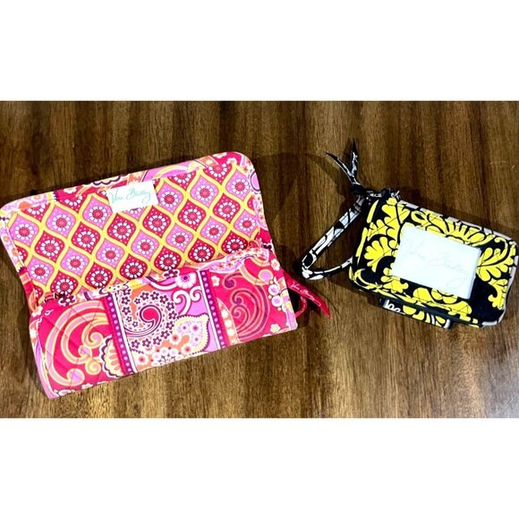 Vera Bradley Handbags - Vera Bradley Set Of 2 Wallets & Coin Pouch In Floral Quilted Cotton Pink & Yello